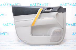 Door trim card front left Toyota Highlander 08-10 gray leather with black velour insert, def
