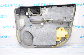Door trim card front left Toyota Highlander 08-10 gray leather with black velour insert, def