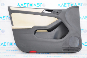 Door trim panel, front left, VW Jetta 11-16 USA, black with beige inserts