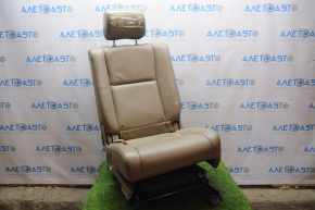 Seat 2 row left Toyota Sequoia 08-10 leather beige, scratches, worn