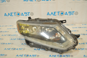 Headlight front right Nissan Rogue 14-16 bare halogen, for polishing, broken mount