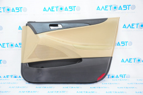 Door trim card front right Hyundai Sonata 11-14 leather beige, rubbed