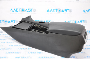 Central console armrest and cup holders Infiniti QX50 19-20 leather and alcantara, black, scratch
