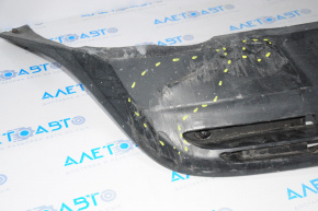 Rear bumper lip Toyota Avalon 13-18 hybrid for 1 pipe, tears, missing fragment, dented, broken fasteners