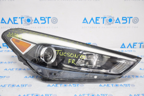 Headlight front right bare Hyundai Tucson 16-18 halogen, broken fasteners, spider web