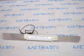 Door sill trim front right outer Nissan Versa 12-19 usa chrome, with backlight