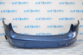 Bare rear bumper VW Golf 15-17 without parking sensors, blue, dented on the left, tears, broken fasteners