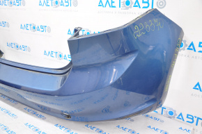 Bare rear bumper VW Golf 15-17 without parking sensors, blue, dented on the left, tears, broken fasteners
