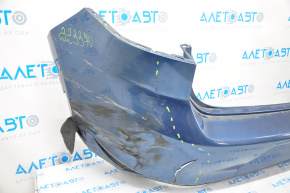 Bare rear bumper VW Golf 15-17 without parking sensors, blue, dented on the left, tears, broken fasteners