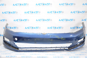Bare front bumper VW Golf 15-17 without parking sensor, blue, tears, crack in mount