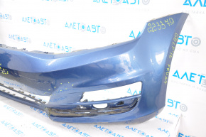 Bare front bumper VW Golf 15-17 without parking sensor, blue, tears, crack in mount