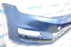 Bare front bumper VW Golf 15-17 without parking sensor, blue, tears, crack in mount