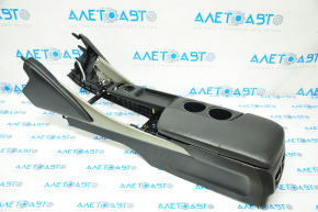 Central console armrest and cup holders Lexus IS 14-20 leather black, broken armrest