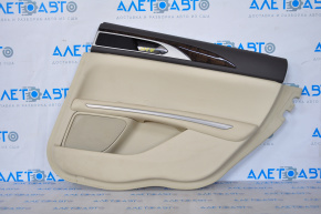 Door trim card rear right Lincoln MKZ 13-15 beige leather, armrest leather, insert wood gloss