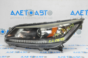Headlight front left bare Honda Accord 13-15 halogen, for polishing, broken housing, broken fastener