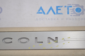 Door sill trim front right Lincoln MKZ 13-16 beige, chrome with backlight, scratches