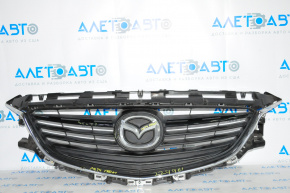 Radiator grill Mazda 6 13-17 complete with badge, scratches, bumps on chrome, broken fasteners
