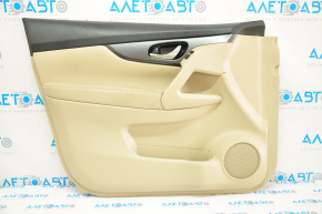 Door trim card front left Nissan Rogue 14-16 beige, plastic turned white