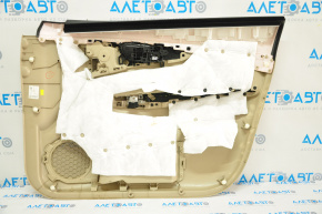 Door trim card front left Nissan Rogue 14-16 beige, plastic turned white