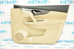 Door trim card front right Nissan Rogue 14-16 beige, plastic turned white