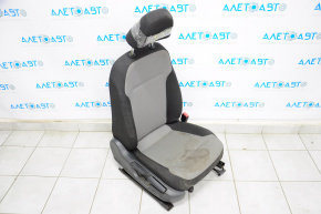 Passenger seat VW Jetta 11-16 USA without airbag, manual, black cloth with light gray insert, dry cleanable