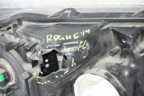 Headlight front left Nissan Rogue 14-16 bare halogen, broken housing, no fasteners