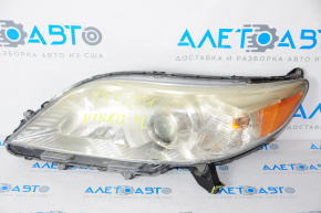 Headlight front left Toyota Sienna 11-20 bare broken housing, no fasteners, scratches, needs polishing