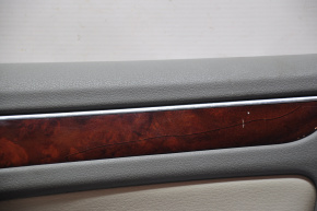 Door trim card front right Audi A4 B8 08-12 pre-restoration dark gray with light gray insert leather, armrest leather, molding under wood gloss with chrome, crack, breakage of fastener