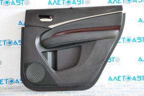 Door trim card rear right Acura MDX 14-20 black with black insert leather, armrest leather, molding under wood gloss, curtain