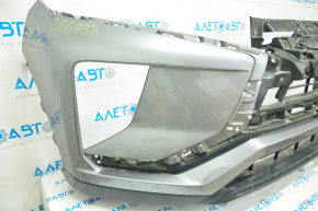 Front bumper bare Mitsubishi Eclipse Cross 18-20 silver, dented, cracks in grille