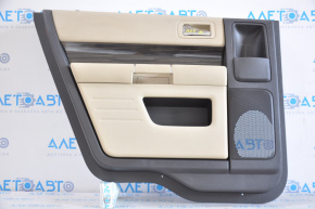 Door trim card rear left Ford Flex 13-12 rest, black with beige insert rubber, armrest rubber, insert under wood gloss