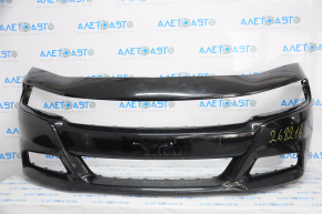 Bare front bumper Dodge Charger 15-23 rest, made, torn, dented, broken crepe, black