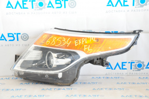 Headlight front left bare Ford Explorer 11-15 prerest halogen, broken fastener