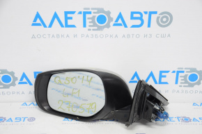 Left side mirror complete Infiniti Q50 14-20 7 pins, turn signal, silver