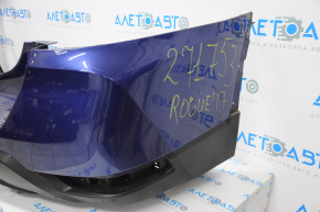 Rear bumper bare Nissan Rogue 17-20 blue, tears, broken fasteners