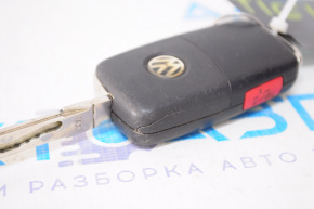 Key VW Tiguan 12-16 4 buttons, folding, cracked case