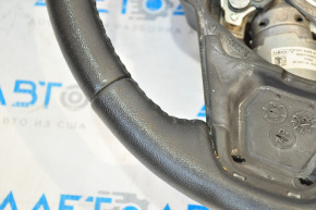 Naked steering wheel Ford Edge 15-18 leather black, without heating with lane control mechanism, worn, cracks