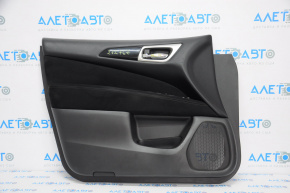 Door trim card front left Nissan Pathfinder 13-16 black with black insert cloth, armrest cloth, molding black gloss, scratches