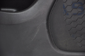 Door trim card front left Nissan Pathfinder 13-16 black with black insert cloth, armrest cloth, molding black gloss, scratches