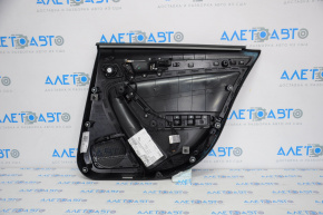 Door trim card rear left Audi A4 B8 13-16 rest black with brown insert leather, rubber armrest, molding under wood structure, sedan, without curtain