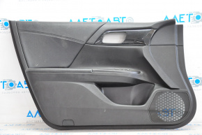 Door trim card front left Honda Accord 13-15 black with black insert leather, armrest leather, handle molding type 3, scratches