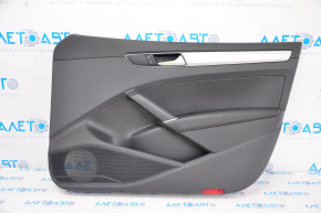 Door trim card front right VW Passat b8 16-19 USA black with black insert plastic, armrest leather, molding gray gloss, broken crepe
