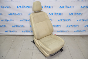 Passenger seat Toyota Highlander 14-16 with airbag, combination leather beige, mechanical, for dry cleaning
