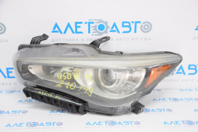 Headlight front left complete Infiniti Q50 14-19 without AFS, LED with lower mount and bracket, TYC, for polishing