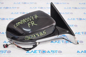 Right side mirror complete Jeep Compass 17-24 3+4 pins, BSM, heated, black