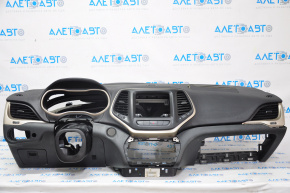 Torpedo front panel without AIRBAG Jeep Cherokee KL 14-23 black, with overlay, shot