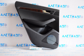 Door trim card rear left Audi Q5 8R 09-12 black rubber, rubber armrest, molding under wood gloss, scratches