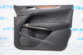 Door trim card front right Lincoln MKC 15-19 leather black with wood insert, scratches