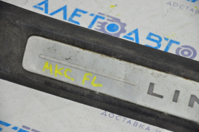 Door sill trim front left Lincoln MKC 15-19 black with backlight, rubbed, broken fastener, chrome peeled off