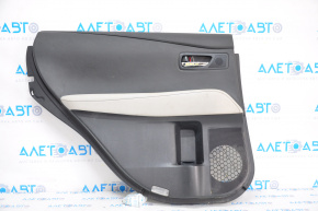 Door trim, rear left, Lexus RX350 RX450h 10-15, black with black insert, leather, armrest, grey leather, type 2, tears, scratches